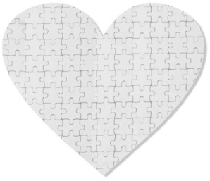 Sublimační Puzzle ve tvaru srdce s rámečkem